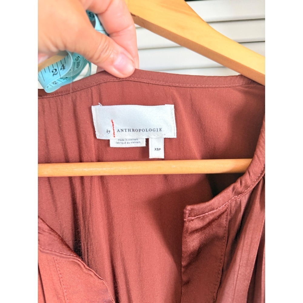 Anthropologie The Somerset Maxi Dress Rust Brown Tiered Short Sleeve  Women's XS - Picture 5 of 5